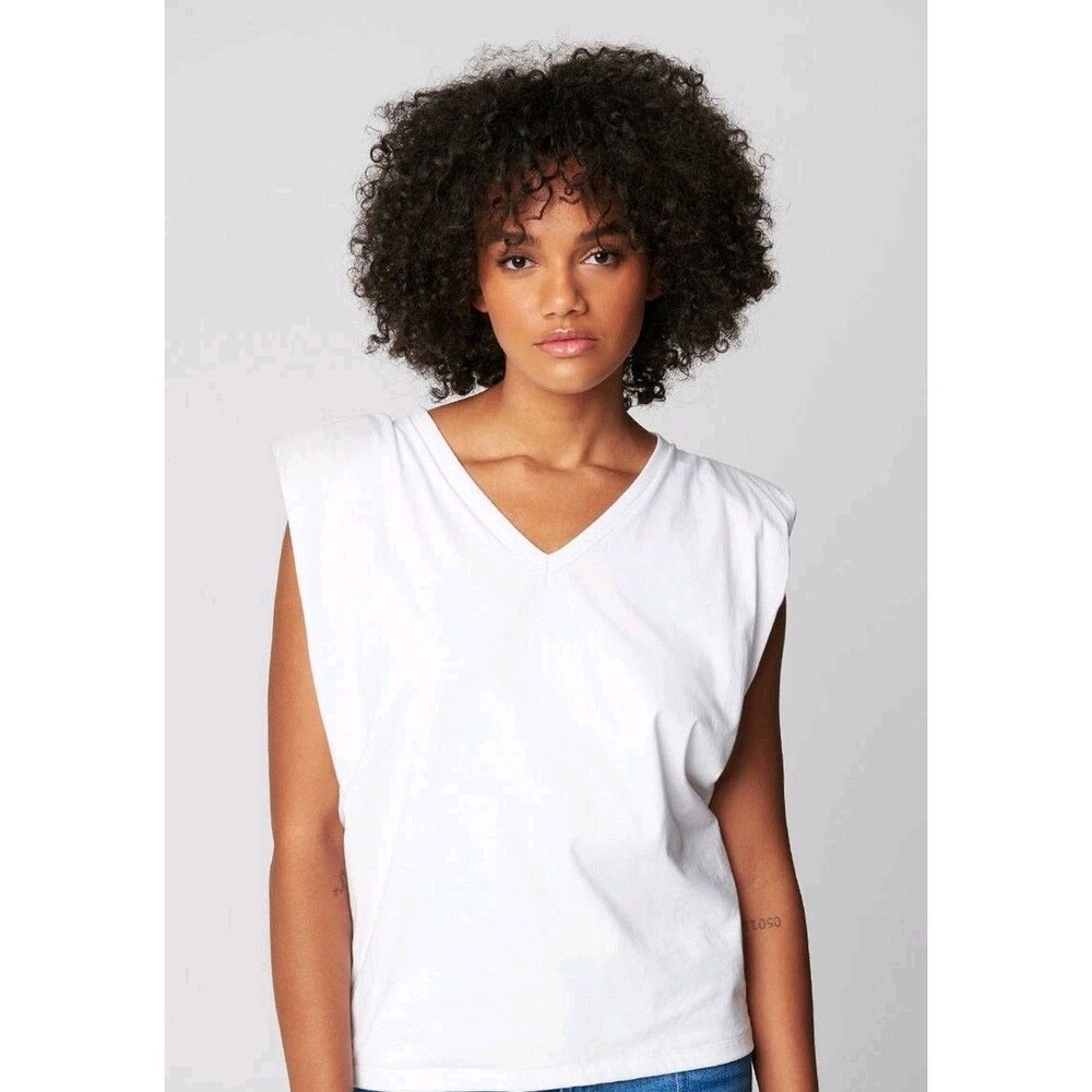 Blank NYC White V-Neck Muscle Tee